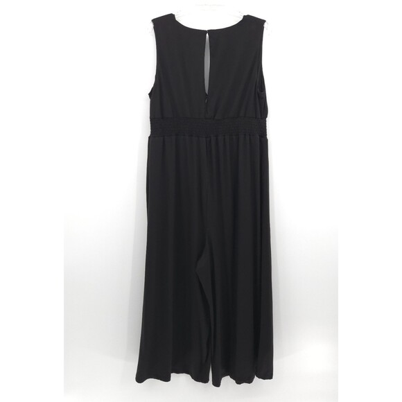 Anthropologie Hutch wide-leg jumpsuit Size 2X black sleeveless smocked waistband - Picture 7 of 11